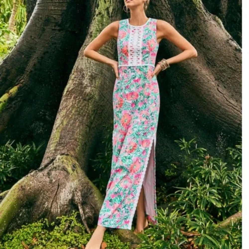 NWT Lily Pulitzer Ashler Stretch Floral Sleeveless Maxi Dress, Size 4